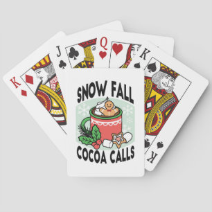 Mit Schneefall-Kakaoanrufen wärmen - Winter Drink Spielkarten