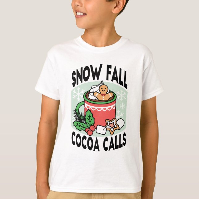 Mit Schneefall-Kakaoanrufen wärmen - Winter Drink T-Shirt (Vorderseite)
