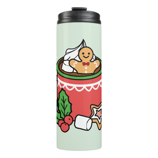 Mit Schneefall-Kakaoanrufen wärmen - Winter Drink Thermosbecher (Vorderseite)