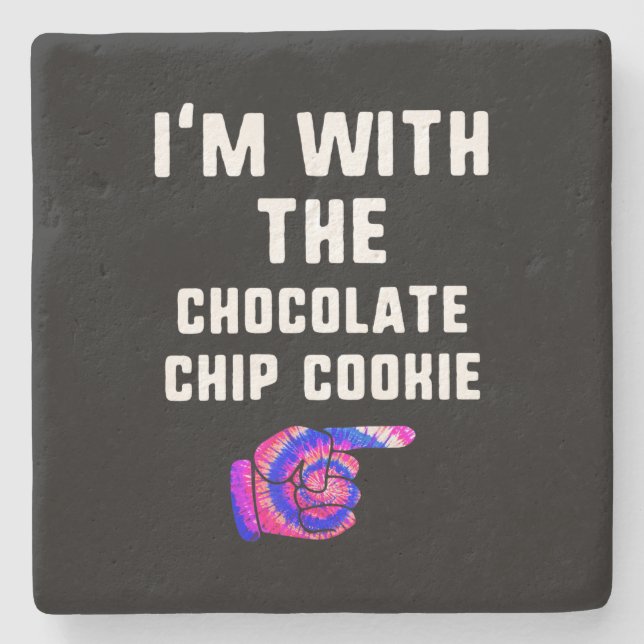 Mit Schokolade Chip Cookie Gefärbte Krawatte Hallo Steinuntersetzer (Vorderseite)