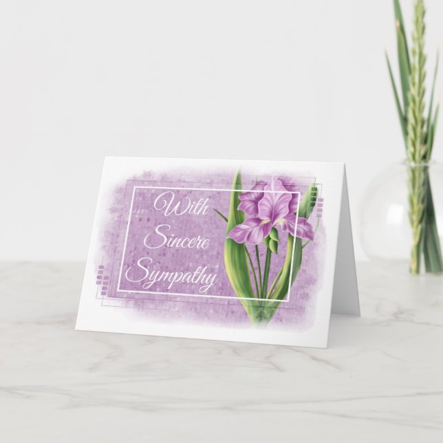 Mit Sincere Sympathy Card - Lila iris d1 Karte (Vorderseite)