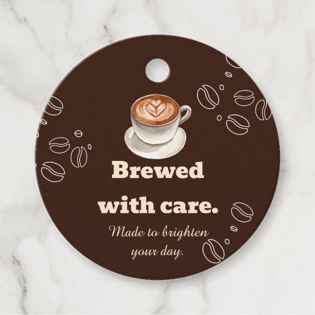 Mit Sorgfalt Gebrüht Coffee Latte Geschenkanhänger (Vorderseite)