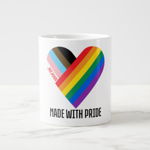 Mit Stolz gefertigt Regenbogen-Herz Custom Modern Jumbo-Tasse