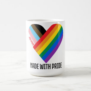 Mit Stolz gefertigt Regenbogen-Herz Custom Modern Kaffeetasse