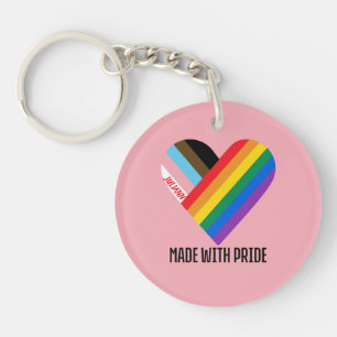 Mit Stolz gefertigt Regenbogen-Herz Custom Modern  Schlüsselanhänger
