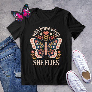 Mit tapferen Flügeln fliegt sie Volkskunst Butterf Tri-Blend Shirt