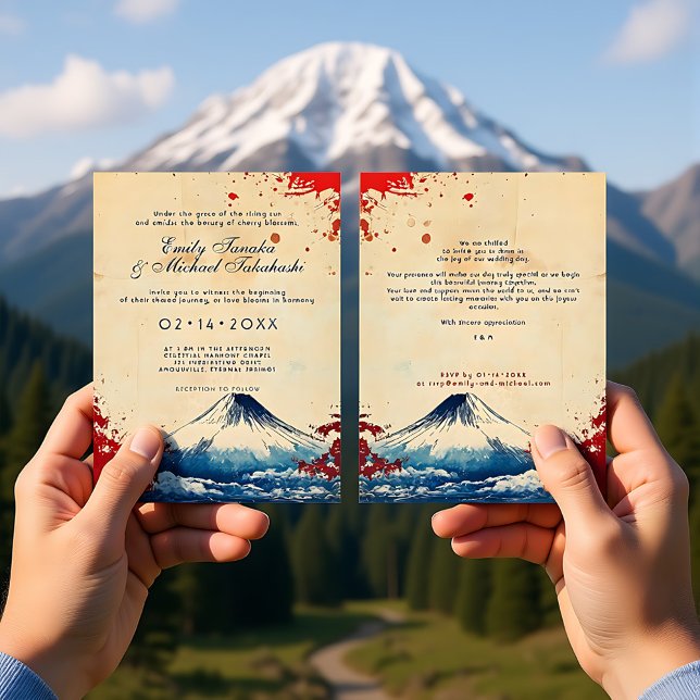 Mit Text auf der Rückseite Japonesque Harmonie mit Einladung (With text at the back Japonesque Harmony with Fuji Invitation)