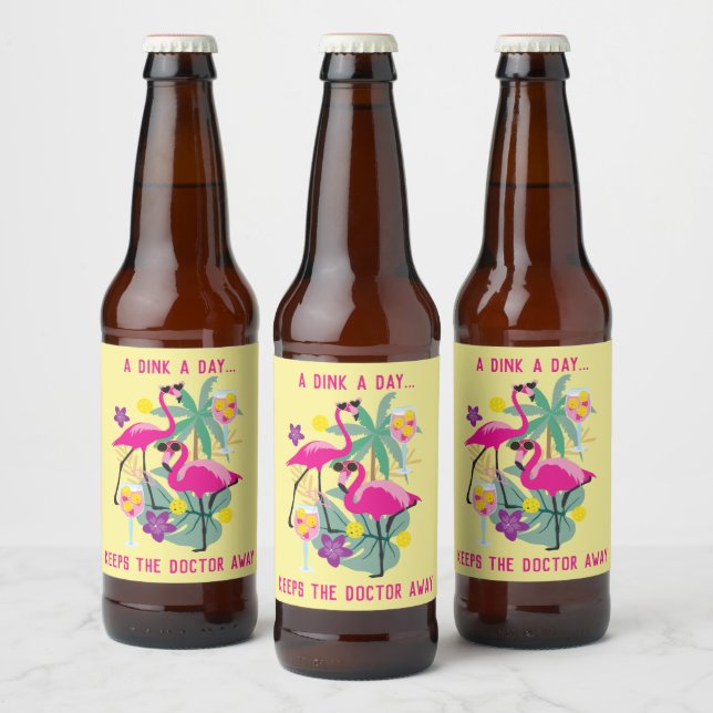 Mit Text Summer Pickleball 🤩 tropisches Party Bierflaschenetikett (Flaschen)