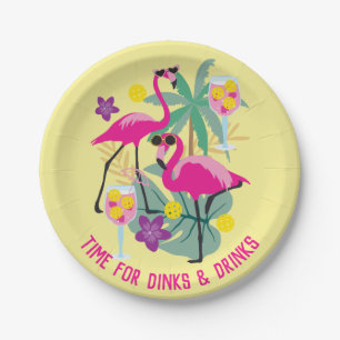 Mit Text Summer Pickleball 🤩 tropisches Party  Pappteller