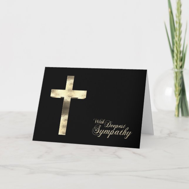 Mit tiefem Beileid und dem Goldenen Kreuz Karte (Vorderseite)