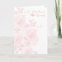 Mit tiefstem Beileid in sanftem Rosa mit Blume