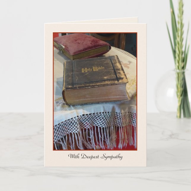 Mit tiefstem Beileid, Vintager Bibelgrüßung Karte (Vorderseite)