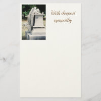 Mit tiefstes Beileid weinendem Engels-Briefpapier