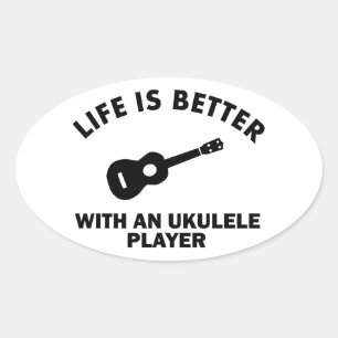 Mit Ukulele-Spielern ist das Leben besser Ovaler Aufkleber