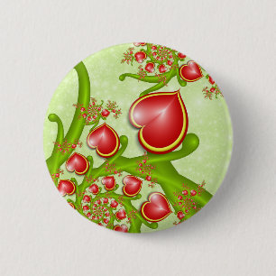 Mit viel Liebe Rot Gelbe Herzen Fraktal Kunst Button