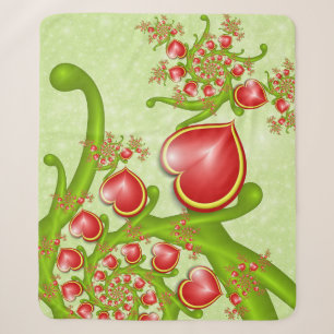 Mit viel Liebe Rot Gelbe Herzen Fraktal Kunst Sherpadecke