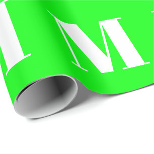 Mit w/Initial Letter, neon-grünes weißes Geschen Geschenkpapier