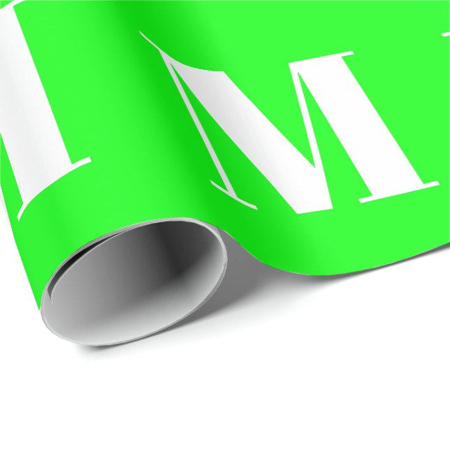 Mit w/Initial Letter, neon-grünes weißes Geschenk  Geschenkpapier (Rolleneckpunkt)
