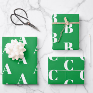 Mit w/Initial-Monogramm Buchstaben grün weiß anp Geschenkpapier Set