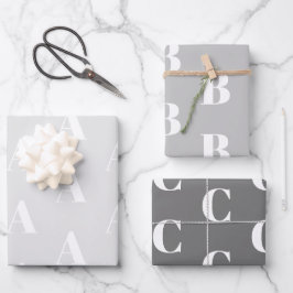 Mit w/Initial-Monogramm-Letter-Graustufen anpassen Geschenkpapier Set