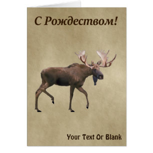 Mit Weihnachten - Bull Moose auf altem Papier