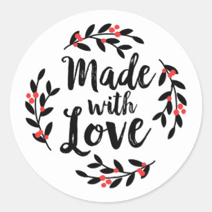 Mit Weihnachtskranz der Liebe gemacht Runder Aufkleber