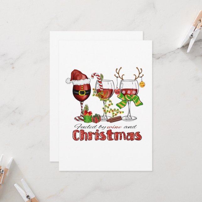 Mit Wein und Weihnachten gespeist Einladung (Vorderseite/Rückseite Beispiel)