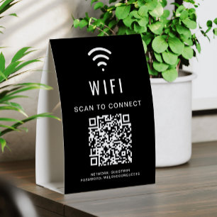 Mit WIFI Black QR Code verbinden Tischaufsteller