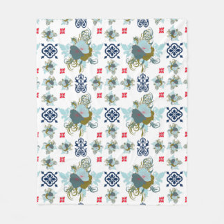 Mit wunderschönen, blühenden P Fleecedecke