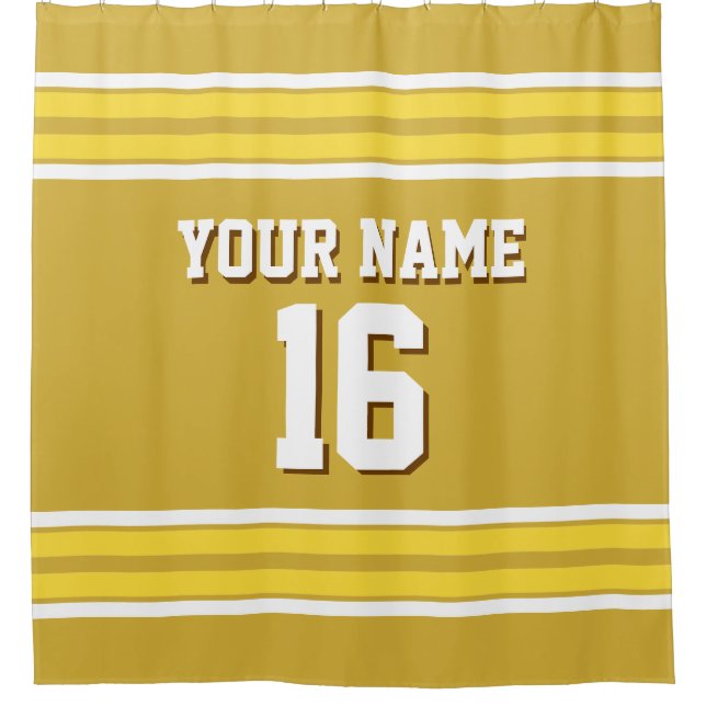 mit Yellow White Stripes Sports Jersey Duschvorhang (Vorderseite)