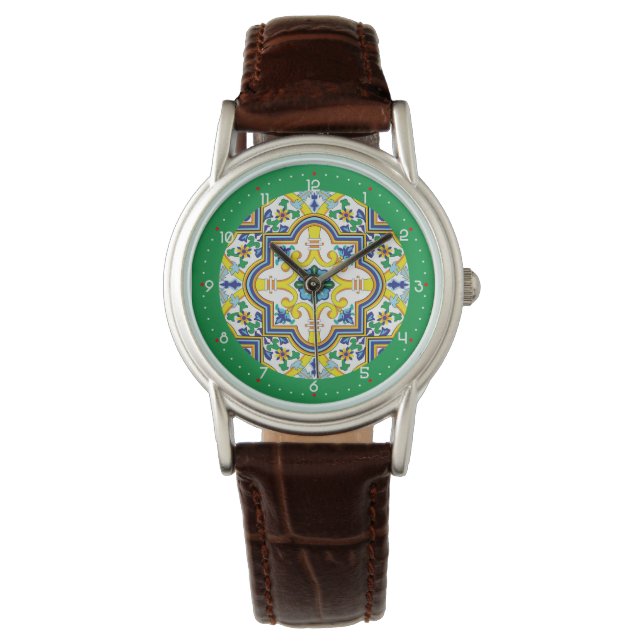 Mit Ziffern schöne Azulejo-Strahlung Armbanduhr (Vorderseite)