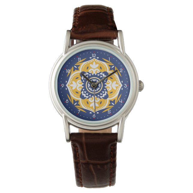 Mit Ziffern schöne Azure Blossom Armbanduhr (Vorderseite)