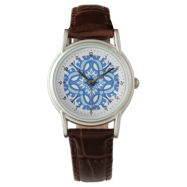 Mit Ziffern schöne Azure Blossom Armbanduhr (Vorderseite)