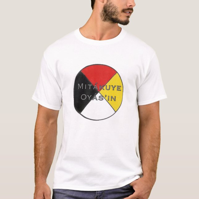 Mitakuye Oyasin wir sind alle Männer bezogenes T-Shirt (Vorderseite)
