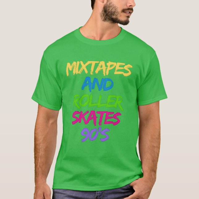 Mitape und Rollschuhe 90er Junge T-Shirt (Vorderseite)