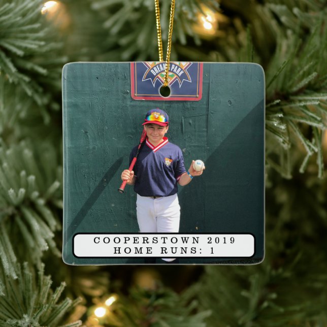 Mitarbeit im NY Foto Baseball Player Fun Fakten Keramikornament (Baum)