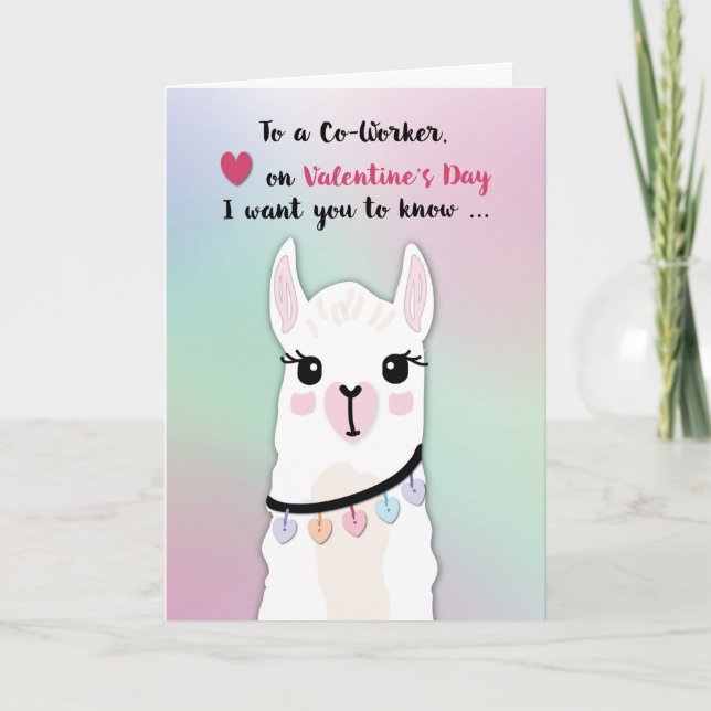 Mitarbeitende Llamas Valentins Tagesherzen Karte (Vorderseite)