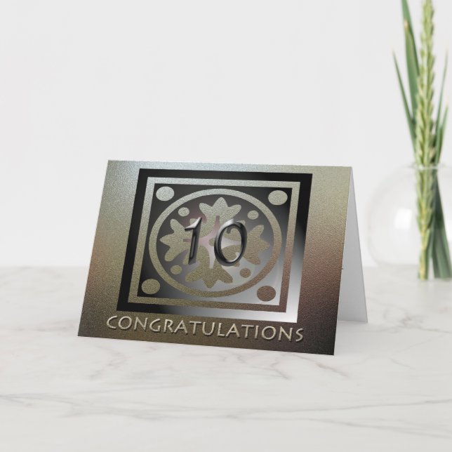 Mitarbeiter 10 Jahre Jubiläum Elegant Golden Karte (Vorderseite)