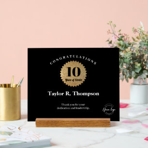 Mitarbeiter 10 Jahre Service Gold Siegel Zolllogo Acrylschild
