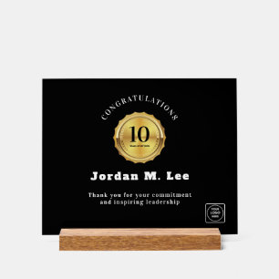 Mitarbeiter 10-Jahres-Gold-Acryl-Schild Acrylschild