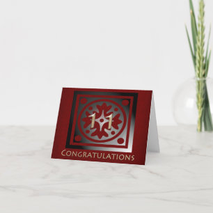 Mitarbeiter 11 Jahr Jubiläum Elegant Golden Red Karte