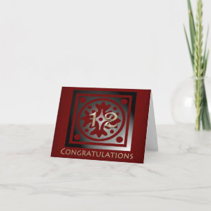 Mitarbeiter 12 Jahre Jubiläum Elegant Golden Red Karte