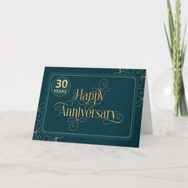 Mitarbeiter 30 Jahre Jubiläum Elegant Jade Corpora Karte (Vorderseite)