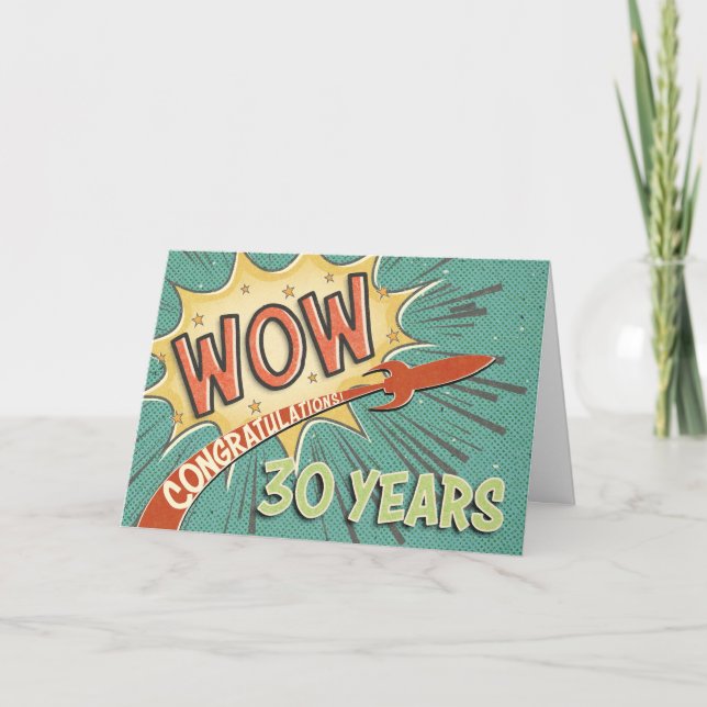 Mitarbeiter 30 Jahre Jubiläum Vintages Comic Book  Karte (Vorderseite)