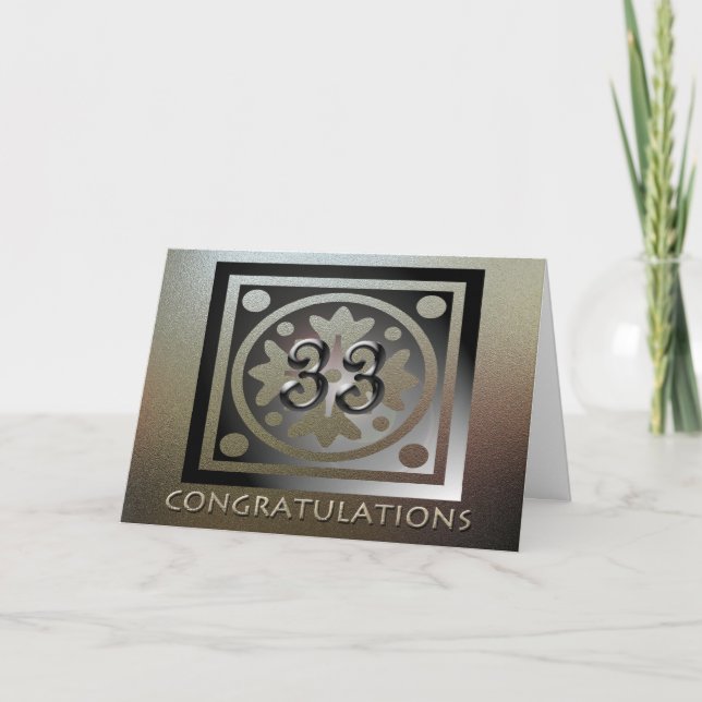 Mitarbeiter 33 Jahrestag Elegant Golden Karte (Vorderseite)