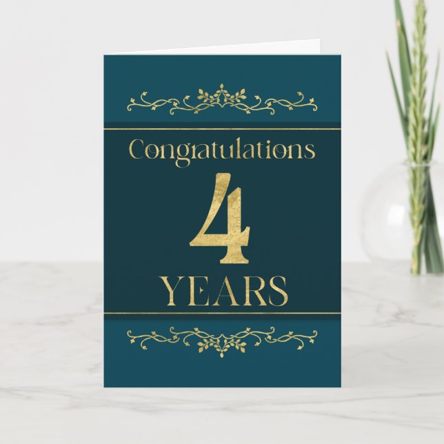 Mitarbeiter 4 Jahre Jubiläum Stilvolles formales E Karte (Vorderseite)