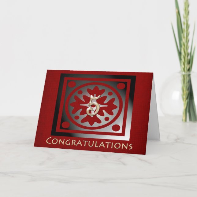 Mitarbeiter 5 Jahre Jubiläum Elegant Red Oak Karte (Vorderseite)