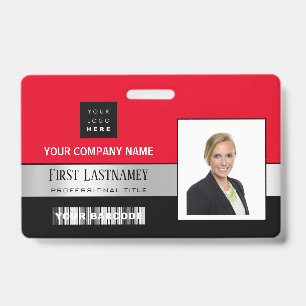Mitarbeiter-Barcode-Logo-Name-Scanner Schwarz Rot Ausweis