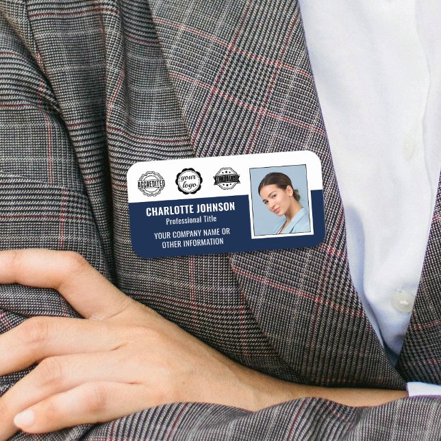Mitarbeiter Business Accreditation ID Foto Navy Bl Namensschild (Von Creator hochgeladen)