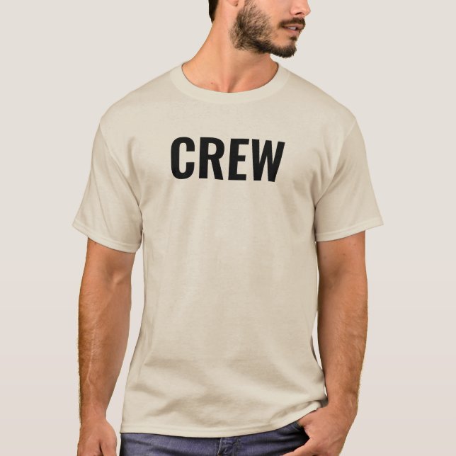 Mitarbeiter der Crew für die zweiseitige Sandfarbe T-Shirt (Vorderseite)
